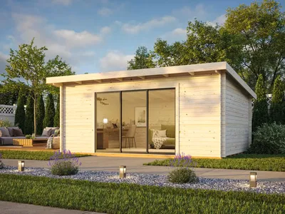 Produktbild von Gartenhaus Palmako Lea 19,4 m² Schiebetür Isolierglas inkl. Fußboden 578 x 451 cm tauchgrundiert