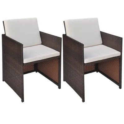 Produktbild von Gartenstühle 2 Stk. mit Polstern und Kissen Poly Rattan Braun