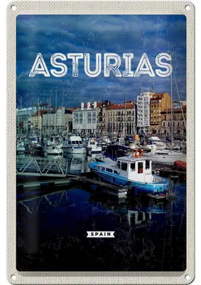 Produktbild von Blechschild Reise 20x30cm Asturias Spanien Yachthafen