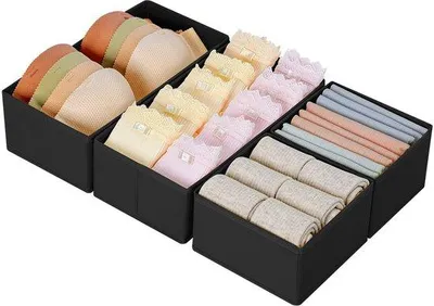 Produktbild von Klassischer Kleiderstangen-Organiserer - 12-teiliges Stoffenlager-Set, Schwarz