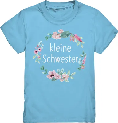 Produktbild von Kleine Schwester Shirt Blumenkranz Kleine Schwester Geschenk – Sky Blue / 134/146 (9-11)