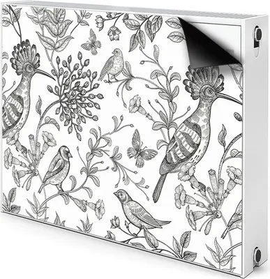 Produktbild von Magnet Heizkörperverkleidung Heizkörper-Abdeckung Heizung Heizkörper 90x60 cm  - Skizziert, Vögel