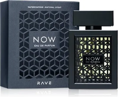 A product shot of a perfume bottle and its box, presented side-by-side on a white background.