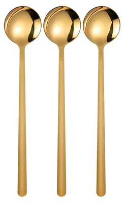 Zdjęcie produktu dla Zestaw 3 łyżeczek do kawy - stal nierdzewna - 17,3 cm - kolor złoty