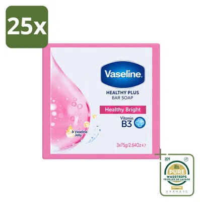 Produktbild von 25 x Vaseline Healthy Bright Seifenstück - Reinigend und pflegend - 75 g - Vorratspackung - 25 Stücke