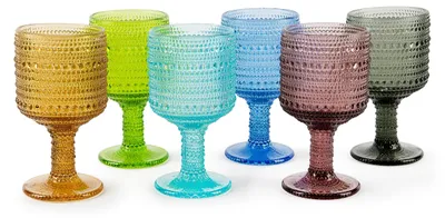 6er-Set Steingläser, farbiges Glas, 300 ml, handgefertigt