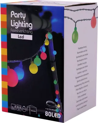 Produktbild von Party Lichterkette 80 LED Kugeln - bunt / 16m - Pavillon Außen Party Beleuchtung