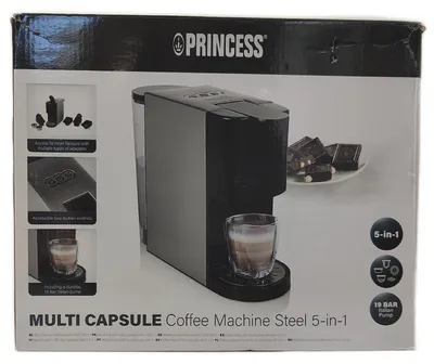 Produktbild von Princess 249451, Pad-Kaffeemaschine, 0,8 l, Kaffeekapsel, 1450 W, Schwarz, Silber