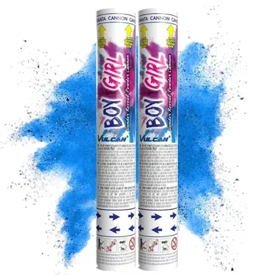 Productafbeelding van Set van 2 - Baby Gender Reveal Powder Kanon - Poeder Kanon - Blauw - Jongen