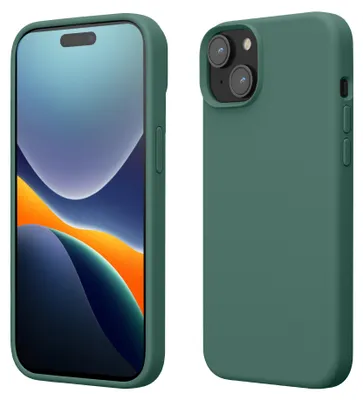 Produktbild von kwmobile Handyhülle für iPhone 15 Hülle, für iPhone 15 Case - Hülle Silikon - kabelloses Laden - Tannengrün