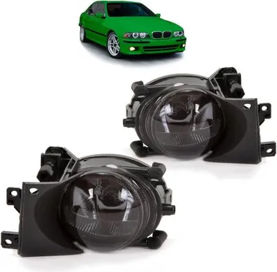 Zdjęcie produktu dla Zestaw świateł przeciwmgielnych +HB4 pasujący do BMW serii E39 w kolorze czarnym przydymionym (model po modernizacji) z lat 2000–2004