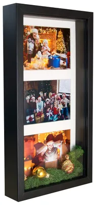 3D-Box-Fotoliste 18x35 cm, 3 Fotos 10x15 cm, schwarz