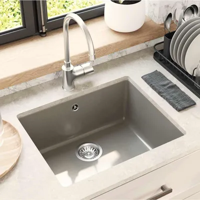 Produktbild von vidaXL Waschbecken Grau 530 x 460 mm 80% Quarz und 20% Harz