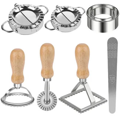 Obrázok produktu pre Sada na výrobu ravioli, 8 kusov, z nehrdzavejúcej ocele, vrátane formy na ravioli a valčekov na cesto