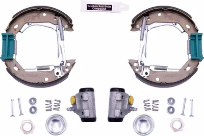 Produktbild von HELLA Bremsensatz Trommelbremse Hinten passend für PEUGEOT 306 Schrägheck (7A, 7C, N3, N5) 8DB 355 003-961
