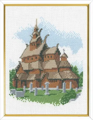 Produktbild von Permin Kreuzstich Stickpackung "Stabkirche", Zählmuster, 17x22cm, 92-3659