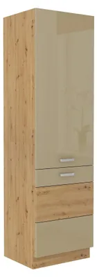 Produktbild von Küchen Hochschrank 60 Eiche Artisan Cappuccino Hochglanz Küchenzeile Küchenblock