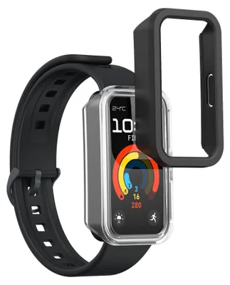 Produktbild von kwmobile 2x Hülle kompatibel mit Huawei Band 10 / 9 / 8 - Fitnesstracker Case Set Schwarz Transparent - ohne Tracker