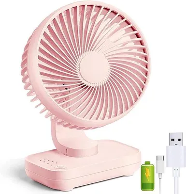 Obrázok produktu pre 137 cm, 4 rýchlosti, chladnička, bezdrôtový prenosný USB ventilátor do kancelárie – tichá prevádzka – nastaviteľný uhol otáčania 90 stupňov – do spálne alebo kancelárie – ružová
