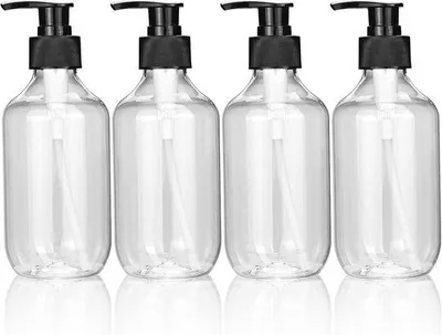 Produktbild von Pumpflaschen 4 Stück 300 ml - Nachfüllbare Flasche für Flüssigkeiten