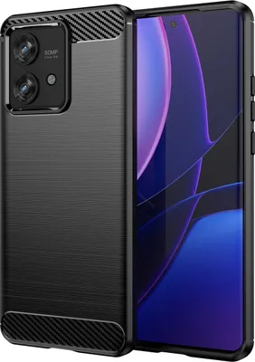 Image de Etui pour Motorola Edge 40 Neo silicone TPU souple, fibre de carbone, étui de protection antichoc noir
