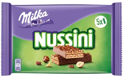Zdjęcie produktu dla Milka Nussini, Czekolada mleczna, 157 g, Czekolada, 227 kJ, 546 kcal, 33 g