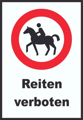 Produktbild von Reiten verboten Schild A5 Rückseite selbstklebend