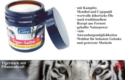 Produktbild von JS Care Tiger-Salbe | revitalisierend für Muskeln und Gelenke | Kopfschmerzen | Erkältungsbeschwerden | 50 ml