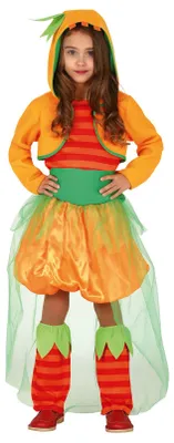 Produktbild von Kürbis Kleid mit Kapuze Halloween Kostüm für Mädchen, Größe:110/116