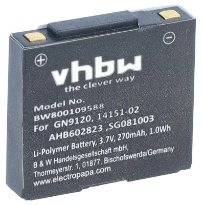 Zdjęcie produktu dla akumulator vhbw kompatybilny z bezprzewodowym zestawem słuchawkowym Agfeo 9125, 9120 (270 mAh, 3,7 V, Li-Polymer)