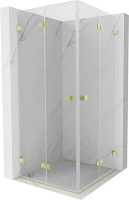 Image de Mexen Lunar-F Duo cabine de douche pliante 95 x 95 cm, transparent, or brossé - 836-095L-095P-55-00