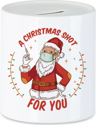 Produktbild von A Christmas Shot for you Spardose humorvoller Weihnachtsmann Impfung  Weihnachten ist wieder da