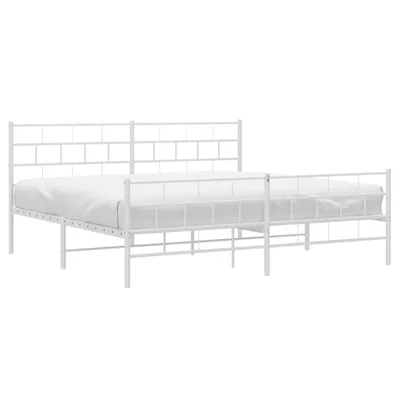 Produktbild von vidaXL Bettgestell mit Kopf- und Fußteil Metall Weiß 193x203 cm