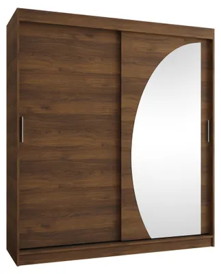 Produktbild von MIRJAN24 Kleiderschrank Wika 180, Schwebetürenschrank mit zwei Kleiderstangen, Garderobe (Farbe: Nuss Warmia, Größe: 180 cm, mit Schubladen)