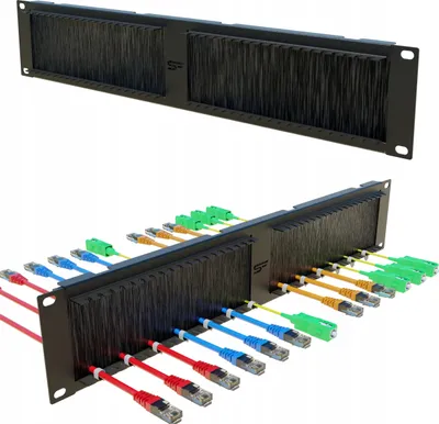 Obrázek produktu pro RACK 19" 2U kabelový organizér s kabelovou vývodkou Stalflex Vstup pro kabely