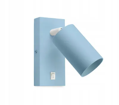 Zdjęcie produktu dla LUXOLAR Kinkiet Ścienny z włącznikiem GU10 LED 25W błękitny – Metalowy reflektor ścienny ruchomy - idealny do pokoju dziecięcego, sypilani, salonu