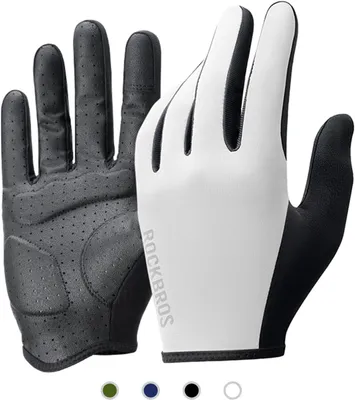 Immagine prodotto di Guanti da ciclismo ROCKBROS Road-to-Sky con funzionalità touchscreen, a dita intere, traspiranti e antiscivolo, primavera/estate, da donna e da uomo, bianchi, taglia M