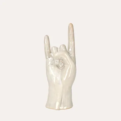 Immagine prodotto di KEYHOMESTORE | Mano decorativa “Corna” in Vetroceramica H.22×10×7 cm