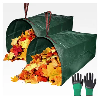 Produktbild von Gartenabfallsack, 2x270L, Selbststehend und Faltbar, Stabil und Wasserdicht, inkl. 1 Paar Gartenhandschuhe