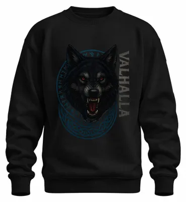 Obrázok produktu pre Viking Wolf Valhalla Runic Circle Nordic Celtic Fenrir Gothic Uni mikina, čierna, M