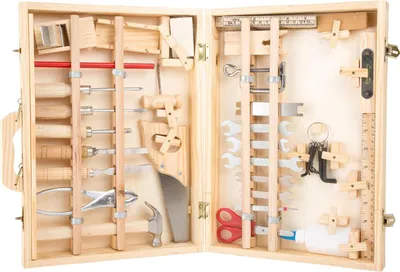 Productafbeelding van Gereedschapskoffer Deluxe van hout - Accessoires - Zoals hamer - Zaag - Schaaf enz - Vanaf 6 jaar - 2241 speelgoed