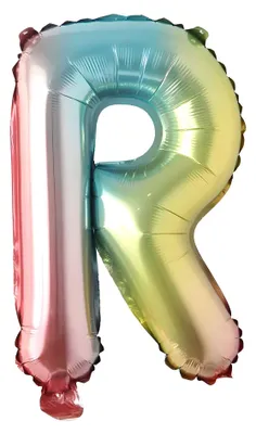 Produktbild von Folienballon Buchstabe R, regenbogen bunt, ca. 40 cm, für Luftbefüllung