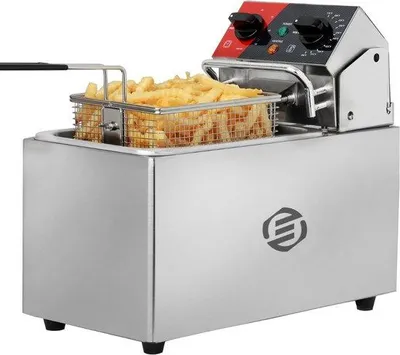Obrázok produktu pre Fritéza s objemom 4 litre – Dvojitá fritéza – Fritéza z nehrdzavejúcej ocele – Fritéza pre domácnosť – Fritéza s objemom 4 litre z nehrdzavejúcej ocele