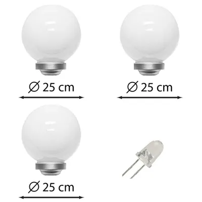 Produktbild von Dalux® Solar-Kugel-Dekoleuchte OLA Garten 3er Set : 25cm + 25cm + 25cm