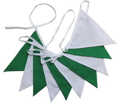 Doppelseitige Wimpelkette 3 m, grün-weiß, 10 Fahnen, St. Patrick's Day
