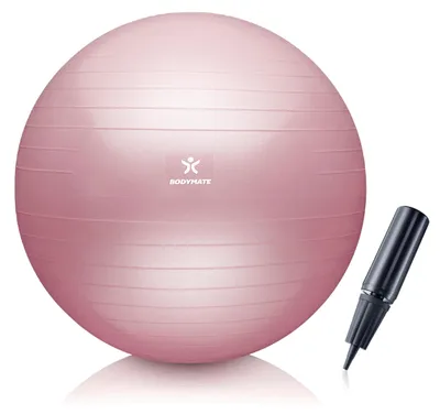 Obrázek produktu pro BODYMATE Gymnastický míč, sedací míč, tréninkový míč s PŘÍSLUŠNOSTÍ – e-kniha , včetně vzduchové pumpy. Míč vhodný pro fitness, jógu, gymnastiku, posilování středu těla, pro posílení zad, jako kancelářská židle. Barva: růžová, průměr 85 cm