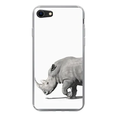 Produktbild von MuchoWow® Handyhülle Schutzhülle Hülle für iPhone 7 Rhinozeros - Tiere - Weiß Silikon Softcase Handy Hülle - Kartenhalter