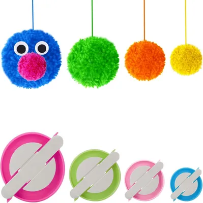 Produktbild von Pompon-Maker Set, 4 Größen 3,4/2,5/1,8/1,4 Zoll, für Bastelprojekte