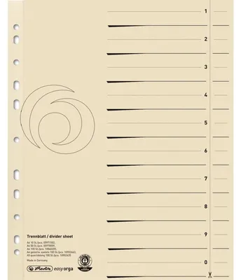 Obrázok produktu pre Herlitz Trennblatt A4 Manilakarton chamois 50er Packung