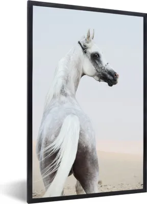 Produktbild von MuchoWow® MuchoWow® Gerahmtes Poster Pferd - Sand - Pastell 60x90 cm - Poster mit zchwarzem Bilderrahmen - Kunst